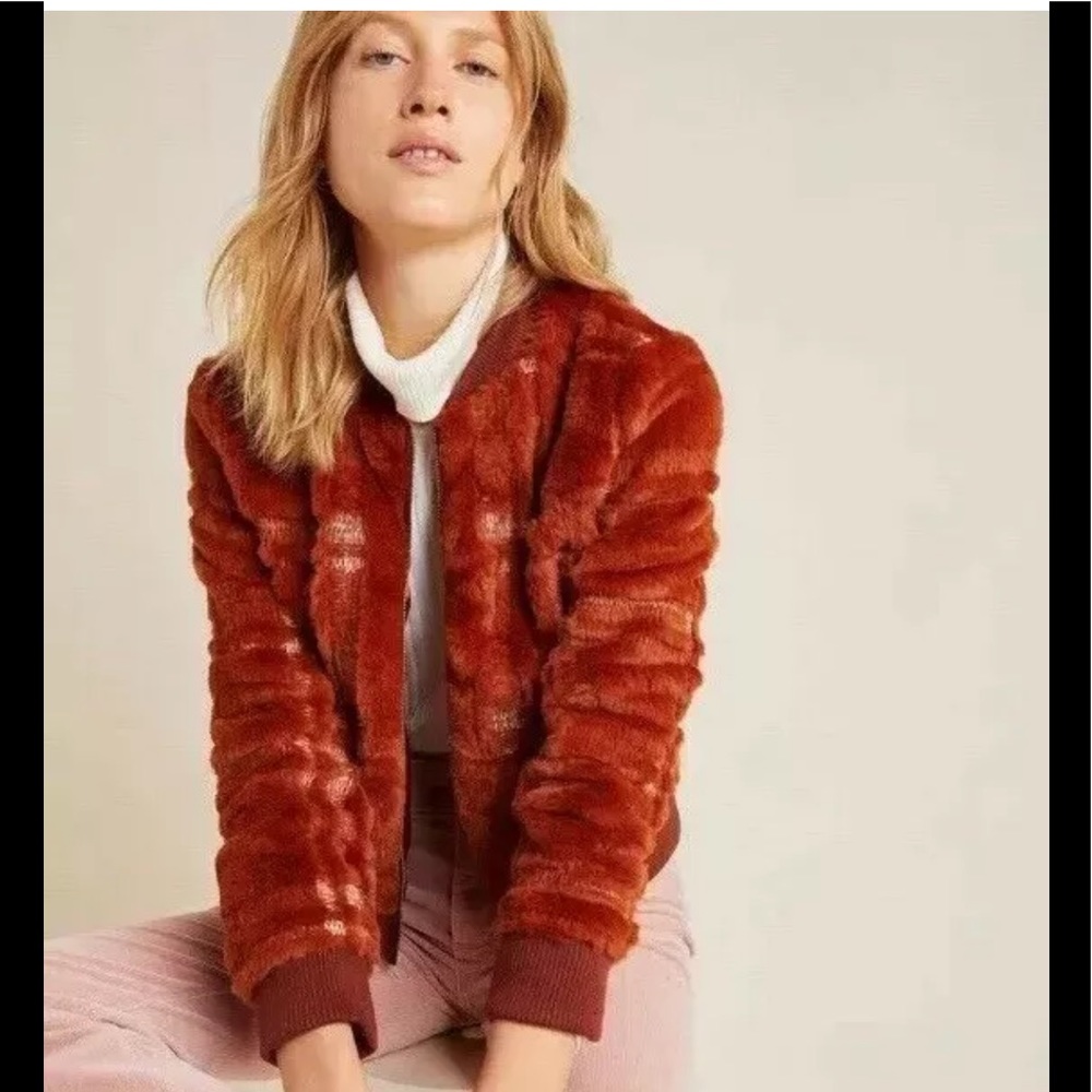 ANTHROPOLOGIE plaid Teddy Bomber Jacket S NEW $198